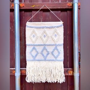 Boho cream and blue macrame wall hanging!